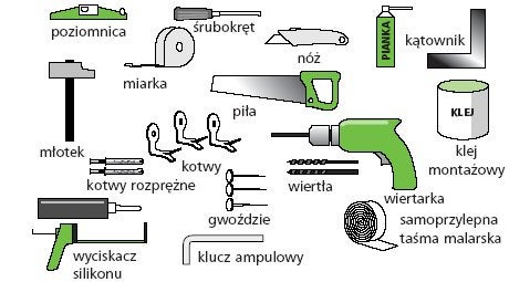 narzędzia i materiały do montażu drzwi wejściowych zewnętrznych